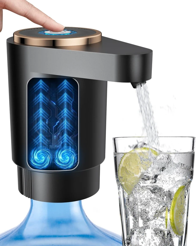 Main image of Water Jug Pump for 5 Gallon Bottle Portable Electric USB-C Charging Dispenser, Dual Powerful Motors, Fast Flow, Fits 2-5 Gallon Jugs Ideal for Home, Office, Camping, RV, Black