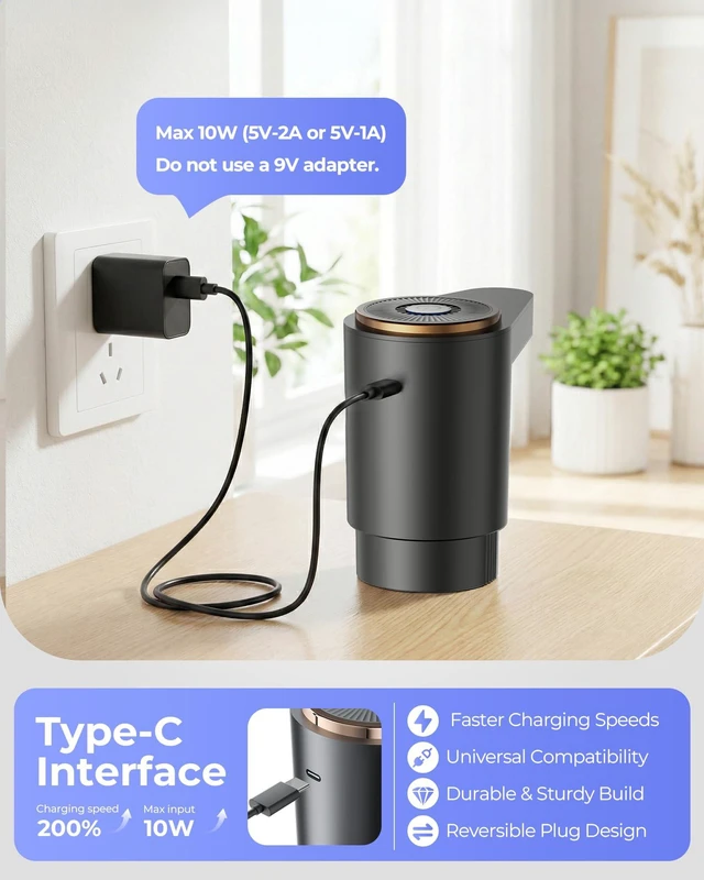 Alt view image 7 of 7 - Water Jug Pump for 5 Gallon Bottle Portable Electric USB-C Charging Dispenser, Dual Powerful Motors, Fast Flow, Fits 2-5 Gallon Jugs Ideal for Home, Office, Camping, RV, Black