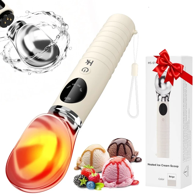Main image of Heated Ice Cream Scoop with Removable Head, 2500mAh Electric Ice Cream Scooper with 4-Temp Settings, LED Display & IPX6 Waterproof, Perfect for Hard Ice Cream and Frozen Yogurt