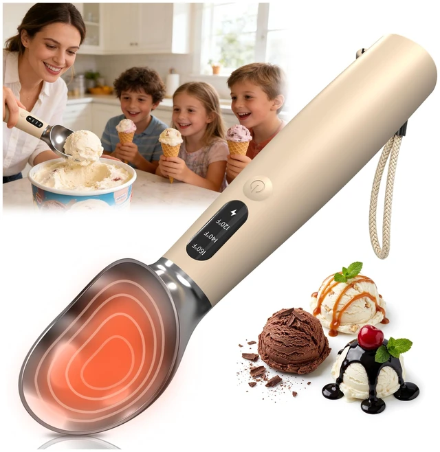 Main image of Heated Ice Cream Scoop, 3-Temp Electric Cordless Warming Scooper