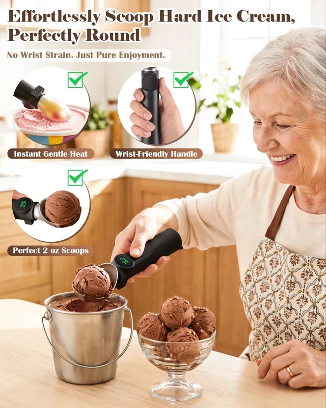Alt view image 2 of 7 - Heated Ice Cream Scoop Rechargeable, Electric Scooper with Drip-Proof Stand
