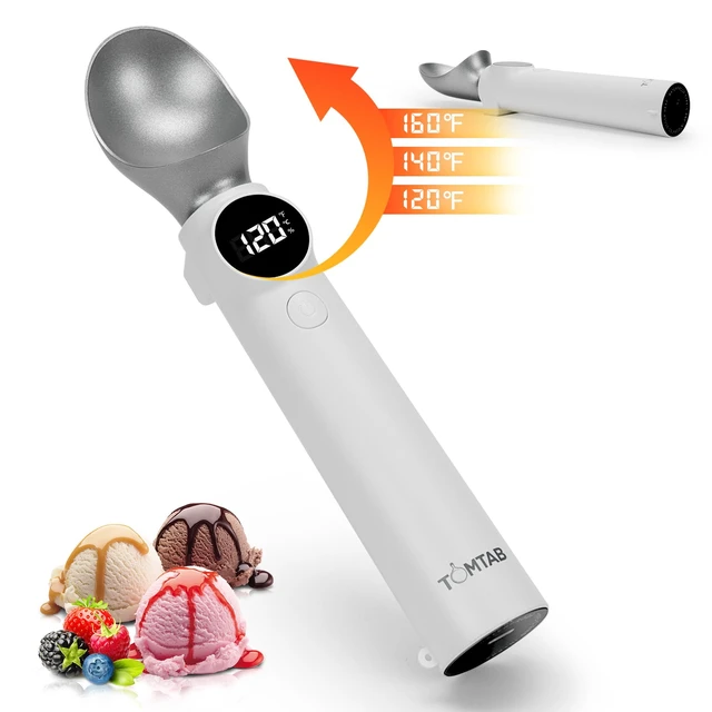 Alt view image 7 of 7 - Heated Ice Cream Scoop, Rechargeable Electric Ice Cream Scooper with Smart / Dynamic Display, 3-Level Heat (120-160), IP67, Effortless Serving for Senior & Weak Hands