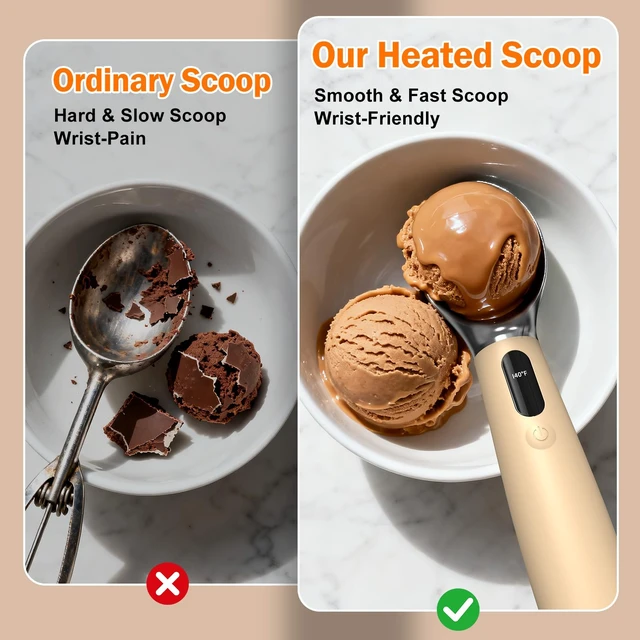 Alt view image 4 of 7 - Heated Ice Cream Scoop, 3-Temp Electric Cordless Warming Scooper