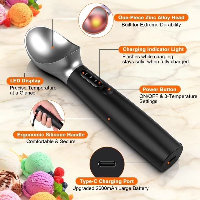Alt view image 3 of 7 - Christmas White Elephant Gifts for Women Men Friend, Heated Ice Cream Scoop