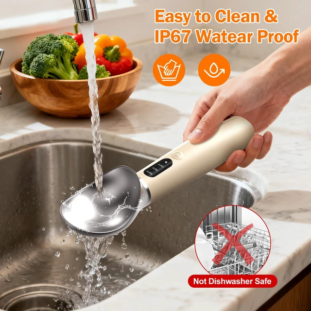 Alt view image 6 of 7 - Heated Ice Cream Scoop, 3-Temp Electric Cordless Warming Scooper