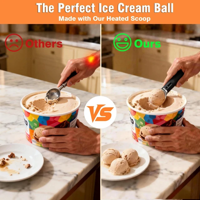 Alt view image 4 of 7 - Christmas White Elephant Gifts for Women Men Friend, Heated Ice Cream Scoop