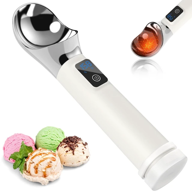 Main image of TechRise Heated Ice Cream Scoop, 5000mAh Rechargeable Ice Cream Scooper with LED Display, Heats Up to 158°F for Hard Frozen Ice Cream, IP67 Waterproof, Easy Scoop for Seniors & Kids, Ideal Gift, 2oz