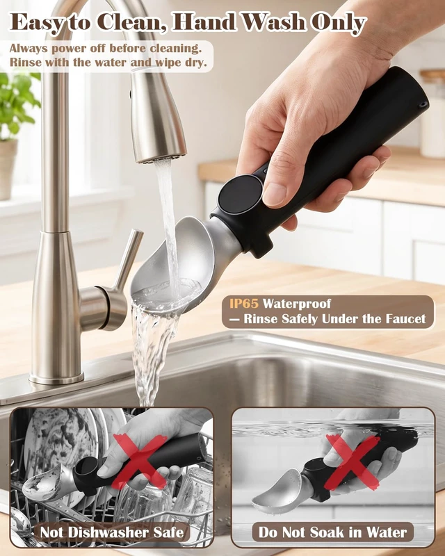 Alt view image 5 of 7 - Heated Ice Cream Scoop Rechargeable, Electric Scooper with Drip-Proof Stand