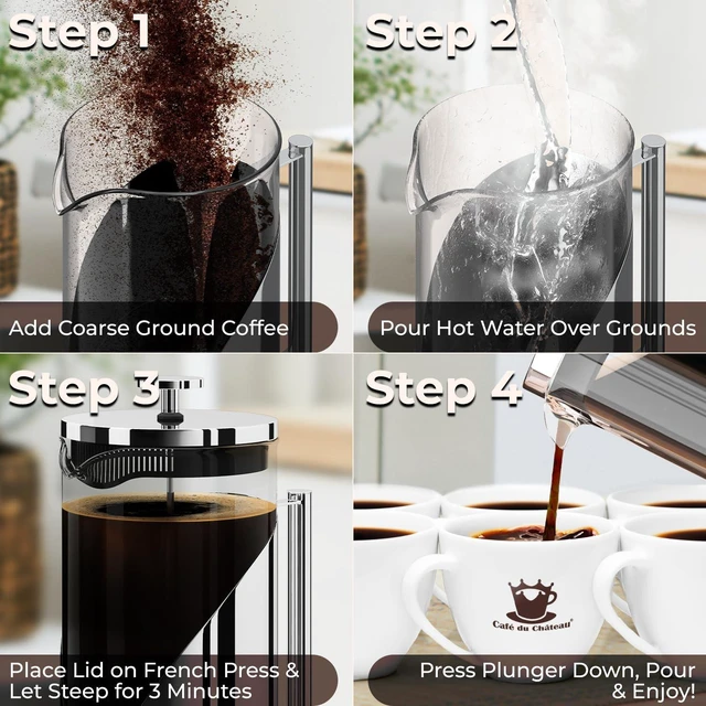 Alt view image 5 of 7 - French Press Coffee Maker, 34 oz, Coffee & Tea Pot for Kitchen, Camping