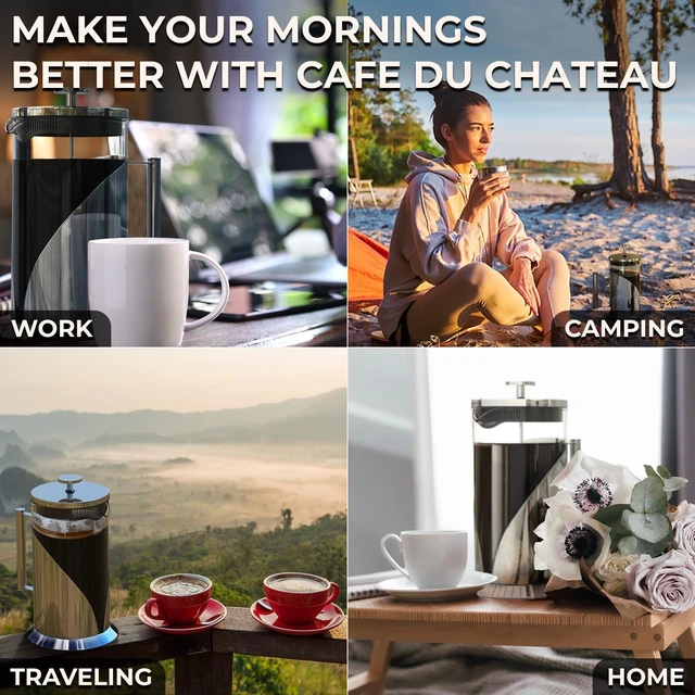 Alt view image 7 of 7 - French Press Coffee Maker, 34 oz, Coffee & Tea Pot for Kitchen, Camping