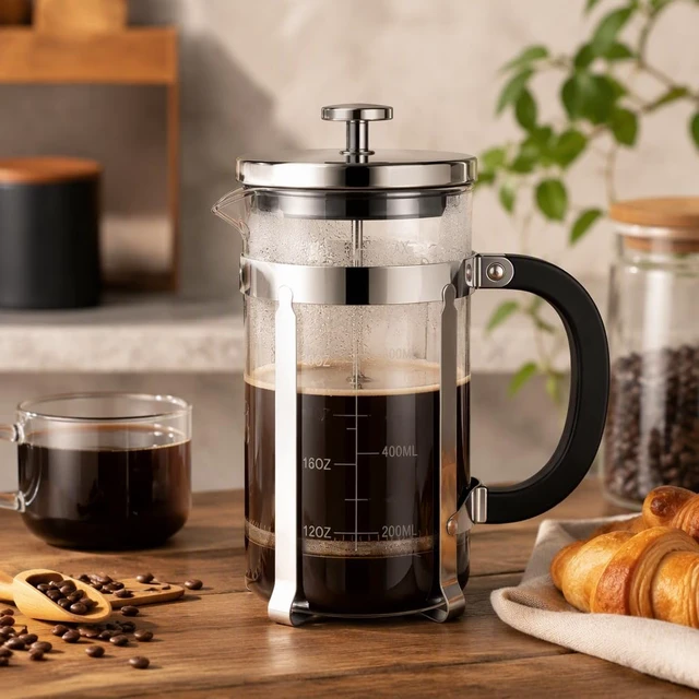 Alt view image 2 of 5 - French Press Coffee Maker 27oz, Thickened Glass Coffee French Press