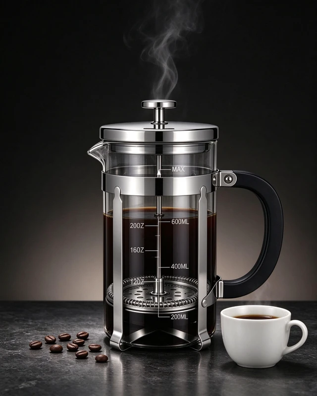 Alt view image 3 of 5 - French Press Coffee Maker 27oz, Thickened Glass Coffee French Press