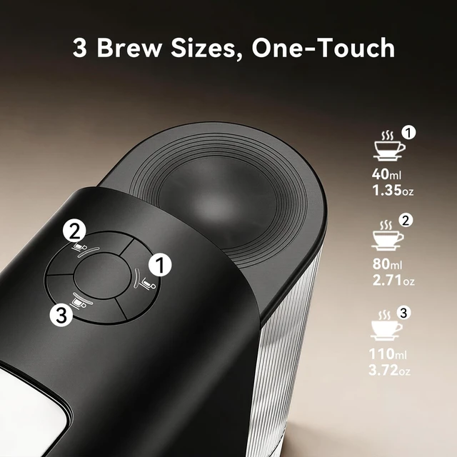 Alt view image 3 of 7 - Mini Espresso Capsule Machine-One Cup Coffee Machine Single Serve Coffee Maker,Perfect for Small Space,20.29oz Removable Tank,Black