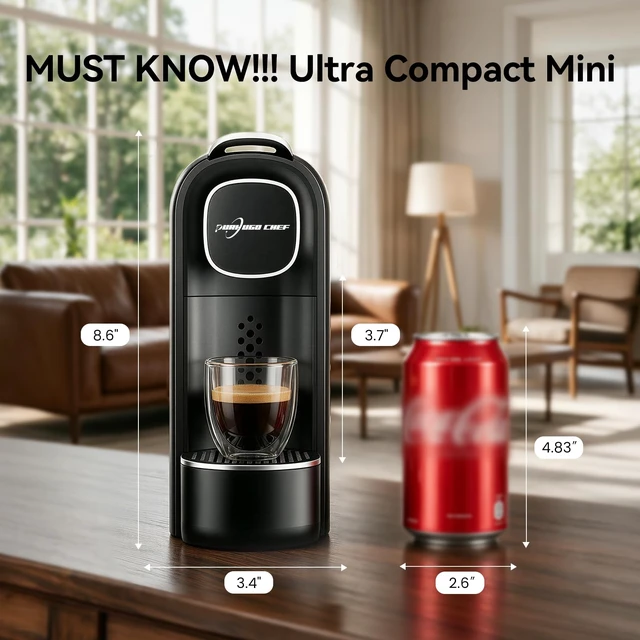 Alt view image 7 of 7 - Mini Espresso Capsule Machine-One Cup Coffee Machine Single Serve Coffee Maker,Perfect for Small Space,20.29oz Removable Tank,Black