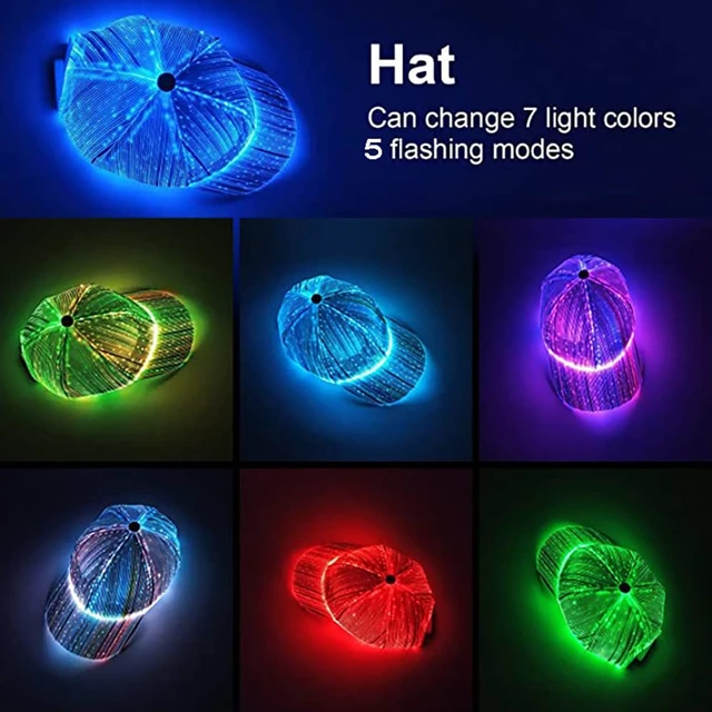 Alt view image 2 of 7 - PIXIADORE LED Cap Luminous Baseball Hat 7 Colors Glow Hat for Men Women USB Charging Light up Caps for Party Club