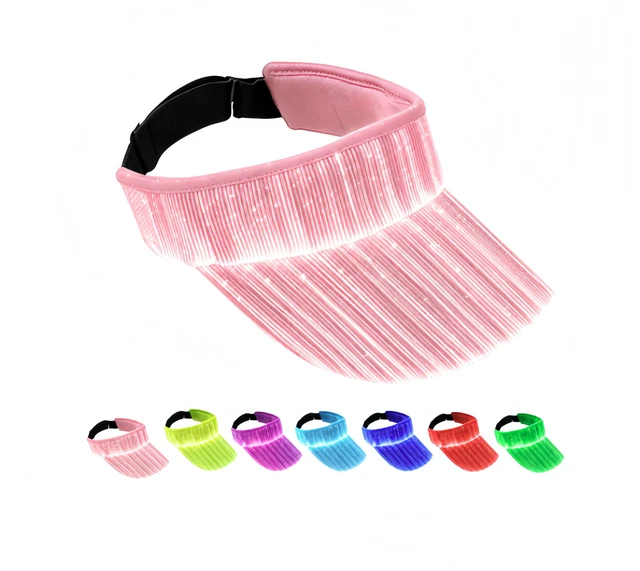 Main image of LED Fiber Optic Visor Hat, 7 Color Glowing Luminous Cap, USB Rechargeable for Halloween & Rave