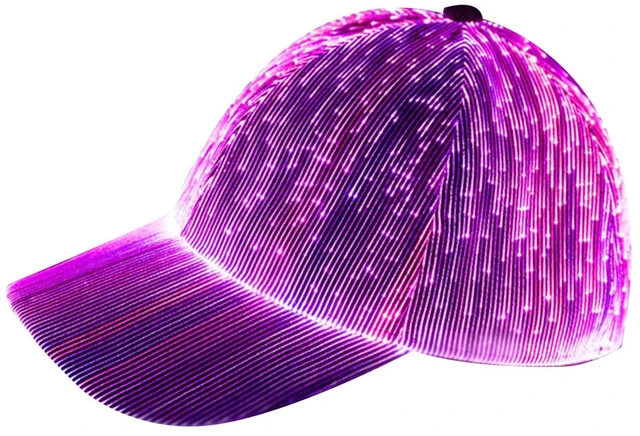 Main image of LED Light Up Baseball Cap, 7 Color Luminous Fiber Optic Hat, USB Charging, for Rave, Christmas, Hip Hop