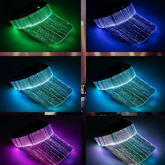 Alt view image 4 of 6 - LED Fiber Optic Visor Hat, 7 Color Glowing Luminous Cap, USB Rechargeable for Halloween & Rave