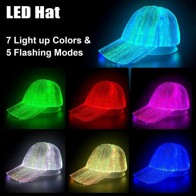 Alt view image 3 of 7 - LED Light Up Hat, Glow in The Dark Hat, Party Cap for Men Women