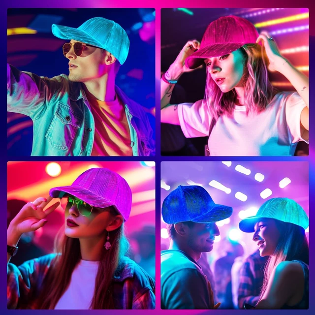 Alt view image 5 of 7 - LED Light Up Hat, Glow in The Dark Hat, Party Cap for Men Women