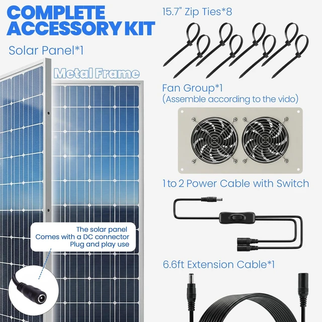 Alt view image 3 of 7 - Solar Powered Fan Kit for Chicken Coop Ventilation