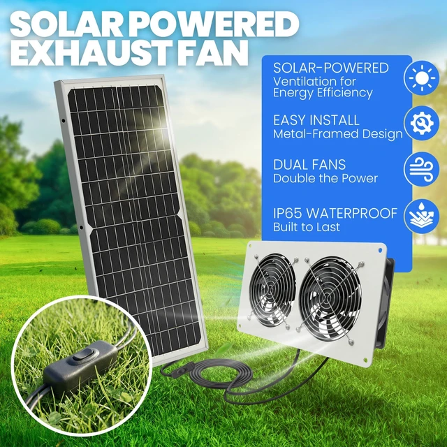 Alt view image 5 of 7 - Solar Powered Fan Kit for Chicken Coop Ventilation