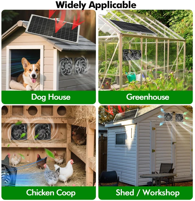 Alt view image 7 of 7 - Solar Powered Fan Kit for Chicken Coop Ventilation