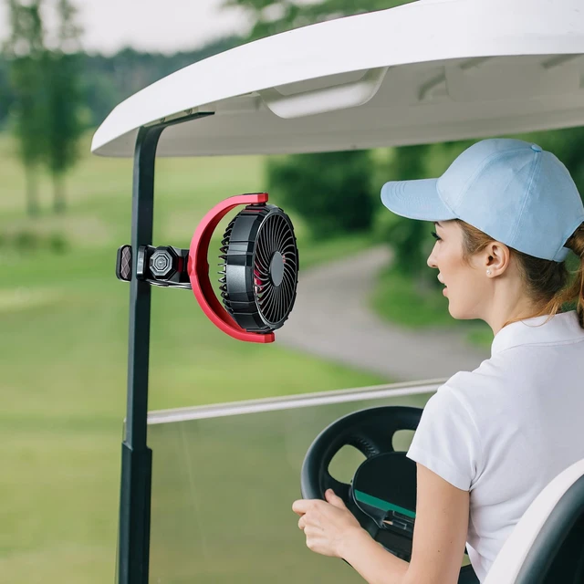 Alt view image 6 of 7 - Car Clip on Fan for Sun Visor Handle, 2000Mah Rechargeable Battery Powered Usb Fans That Blow Cold Air, Portable Car Cooling Fan for Cars without Ac, for Vehicle, Van, Suv, Rv, Truck, Red