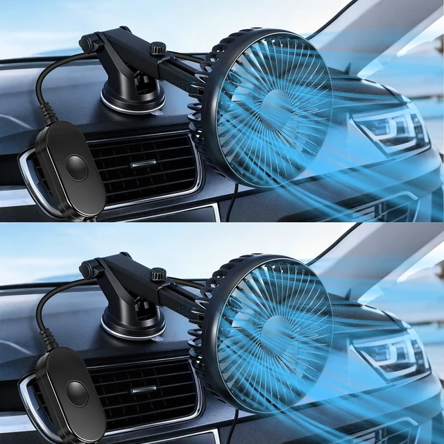 Main image of 2 Set Portable Car USB Powered Auto Fan with Suction Cup Universal Small Silent Cooling Vent Fan 360° Rotatable, 3 Speed Regulation Low Noise, for Vehicle Truck Suv Car Van Rv Pickup