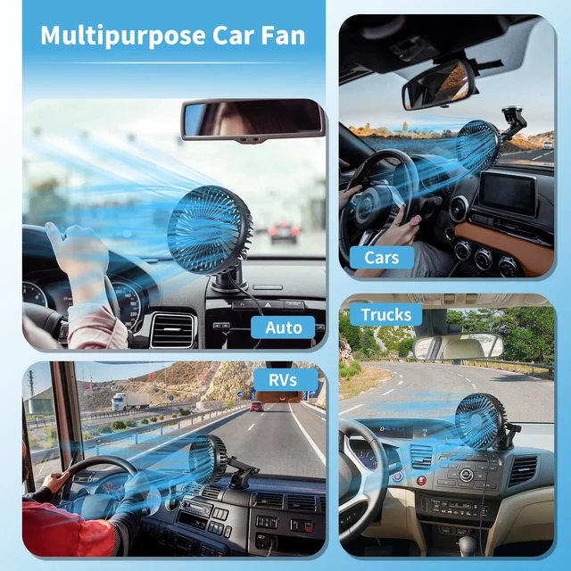 Alt view image 6 of 7 - 2 Set Portable Car USB Powered Auto Fan with Suction Cup Universal Small Silent Cooling Vent Fan 360° Rotatable, 3 Speed Regulation Low Noise, for Vehicle Truck Suv Car Van Rv Pickup