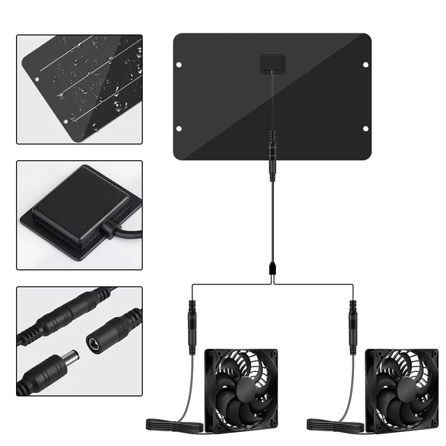 Alt view image 7 of 7 - Solar Powered Fan Kit 12.6 Inch IPX7 Weatherproof, 15W Solar Panel with 2 Waterproof Fans, Intake or Exhaust Air Fan for Outside Backyard Chicken Coops, Greenhouses, Doghouse