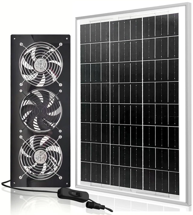 Main image of HNRLOY Solar Exhaust Fan,Solar Panel with 3 Ventilation Fans Kit,Solar Powered Fan for Shed,Chicken Coop,Attic & Greenhouse Intake or Exhaust Air,3500RPM, 15FT Cord,IP67 Waterproof
