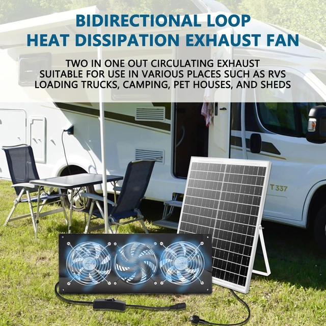 Alt view image 6 of 7 - HNRLOY Solar Exhaust Fan,Solar Panel with 3 Ventilation Fans Kit,Solar Powered Fan for Shed,Chicken Coop,Attic & Greenhouse Intake or Exhaust Air,3500RPM, 15FT Cord,IP67 Waterproof