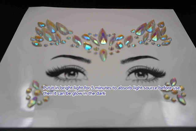 Alt view image 3 of 6 - Topz Glow in the Dark Face Gems Jewels Angel Wing Luminous Tattoos for Rave Halloween Festival Party