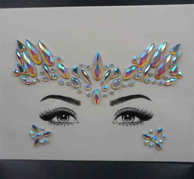 Alt view image 6 of 6 - Topz Glow in the Dark Face Gems Jewels Angel Wing Luminous Tattoos for Rave Halloween Festival Party