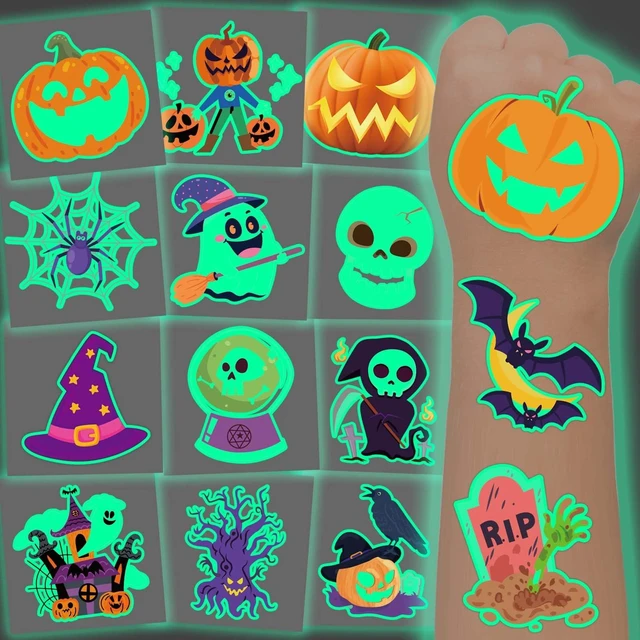 Main image of winthrop 240 Pcs Glow in the Dark Halloween Temporary Tattoos for Kids