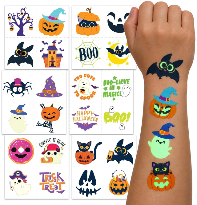 Main image of Decorably 304 Temporary Glow in The Dark Halloween Tattoos