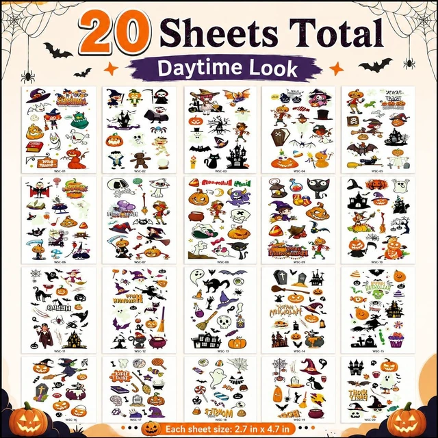 Alt view image 2 of 7 - Glow in the Dark Halloween Temporary Tattoos 360 Pcs for Boys & Girls