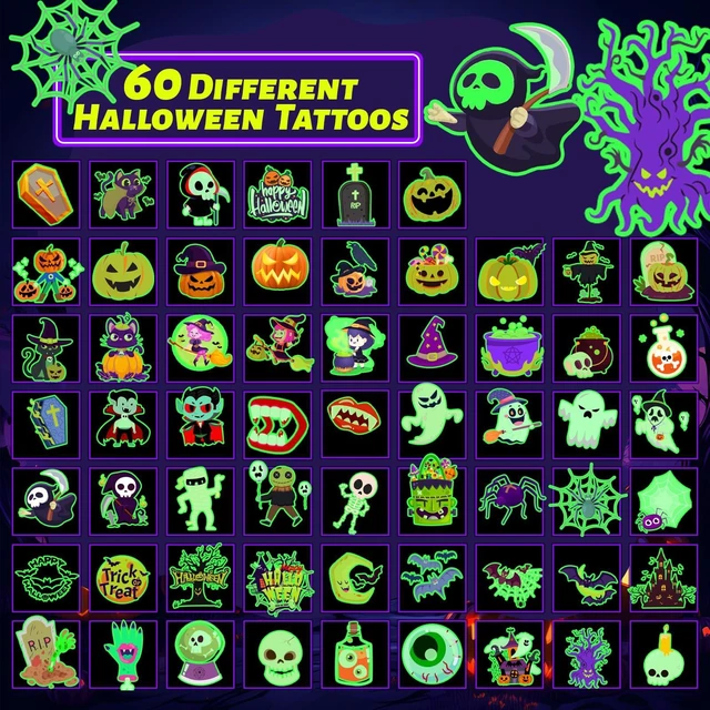 Alt view image 5 of 7 - winthrop 240 Pcs Glow in the Dark Halloween Temporary Tattoos for Kids