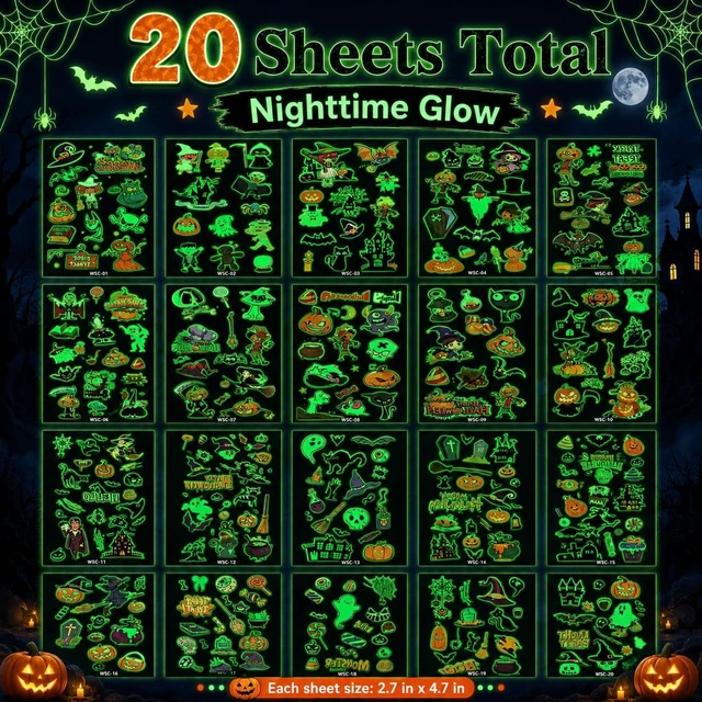 Alt view image 3 of 7 - Glow in the Dark Halloween Temporary Tattoos 360 Pcs for Boys & Girls