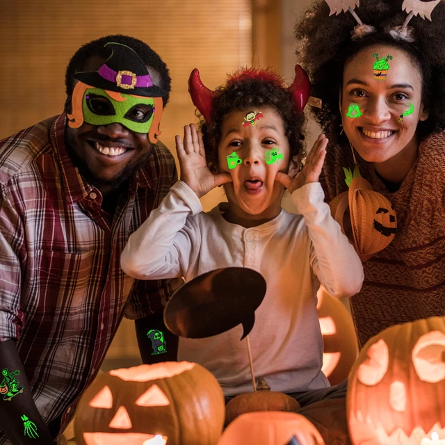 Alt view image 5 of 6 - Glow Halloween Temporary Tattoos, Luminous Holiday Tattoos Stickers, Halloween Party Favors, Spooky Decorations, Holiday Stocking Stuffers Goodie Bag, Gifts Accessories for Kids Adults