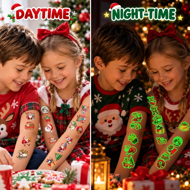 Alt view image 6 of 7 - Luminous Christmas Temporary Tattoos, Christmas Party Favors For Kids