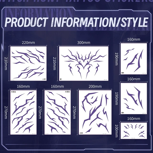 Alt view image 7 of 7 - Kpop Outfits, K-Style Demon Mark Tattoos (8Sheets)