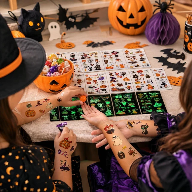 Alt view image 6 of 7 - Glow in the Dark Halloween Temporary Tattoos 360 Pcs for Boys & Girls