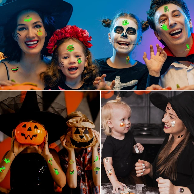 Alt view image 6 of 6 - Glow Halloween Temporary Tattoos, Luminous Holiday Tattoos Stickers, Halloween Party Favors, Spooky Decorations, Holiday Stocking Stuffers Goodie Bag, Gifts Accessories for Kids Adults