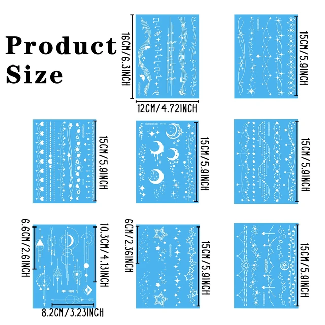 Alt view image 2 of 7 - Blue Luminous Temporary Tattoos Glow in the Dark Music Festival Moon Tattoos Waterproof Planet Star Fake Tattoo Sticker for Women Men Face Body Arm Party Cute Skin Tattoo Decorations