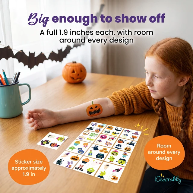 Alt view image 6 of 7 - Decorably 304 Temporary Glow in The Dark Halloween Tattoos