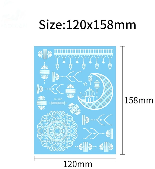 Alt view image 7 of 7 - 8 Sheets Blue Luminous Temporary Tattoos Waterproof Glow In The Dark Lace Tattoo Stickers for Women Girls Party Halloween Masquerade Music Festival DIY Face Arms Accessories