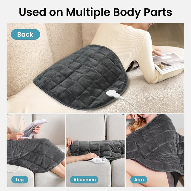 Alt view image 5 of 7 - Weighted Heating Pad for Back, Cramps, Lap, 5lbs, 29x24 inch, Grey