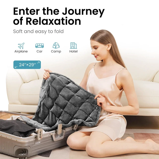 Alt view image 6 of 7 - Weighted Heating Pad for Back, Cramps, Lap, 5lbs, 29x24 inch, Grey